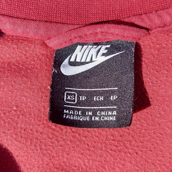 Nike Burgandy and Cream Velour Cropped Jacket Women's Size XS - Picture 4 of 9